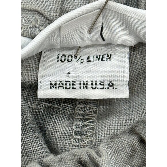 Bryn Walker Wide-Leg Crop Lantern Pants Linen Pull-On Gray Black Print Size XL - Picture 5 of 9